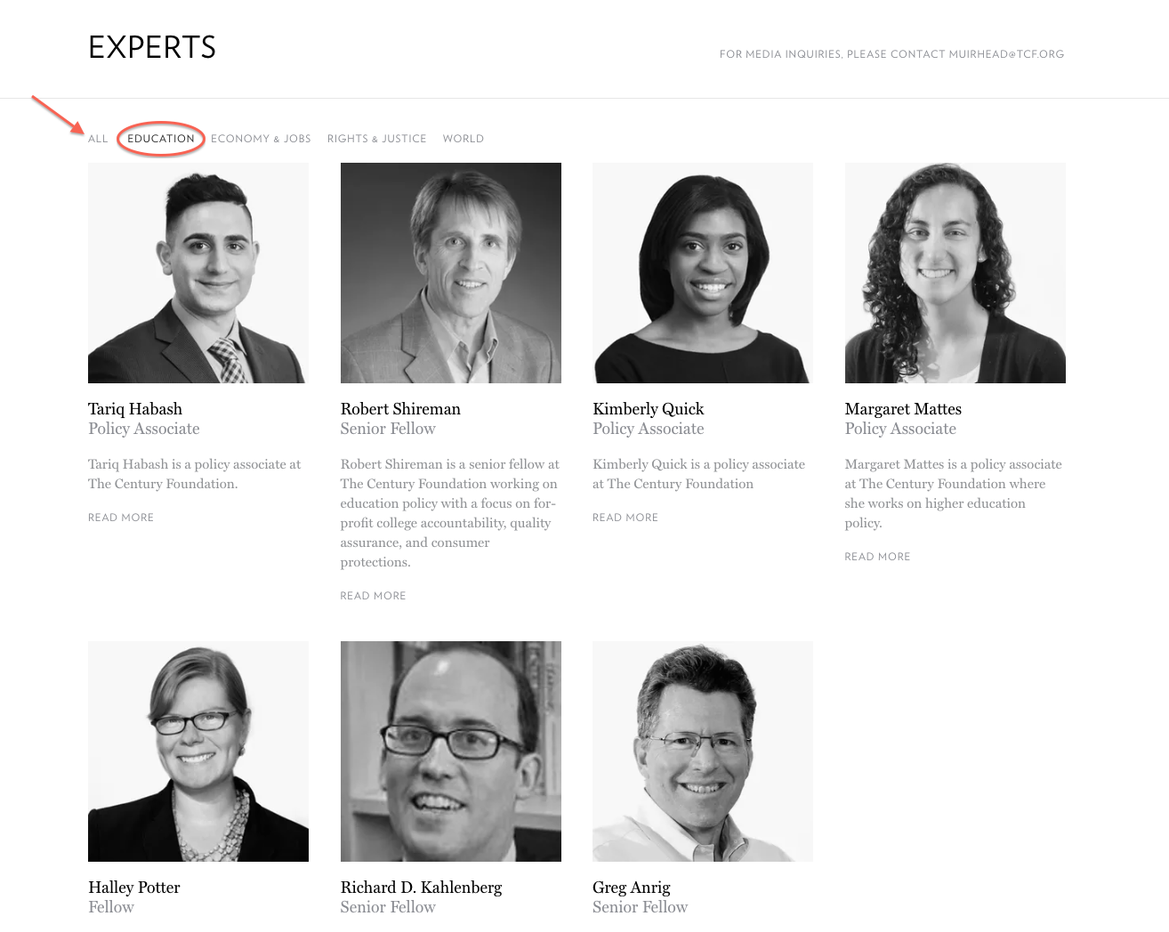experts page