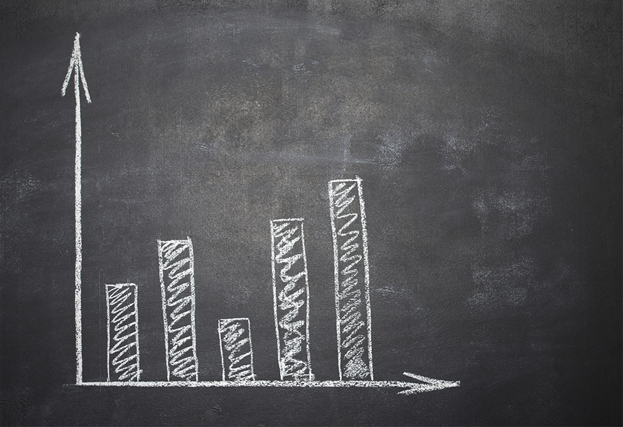 Bar graph on a chalkboard