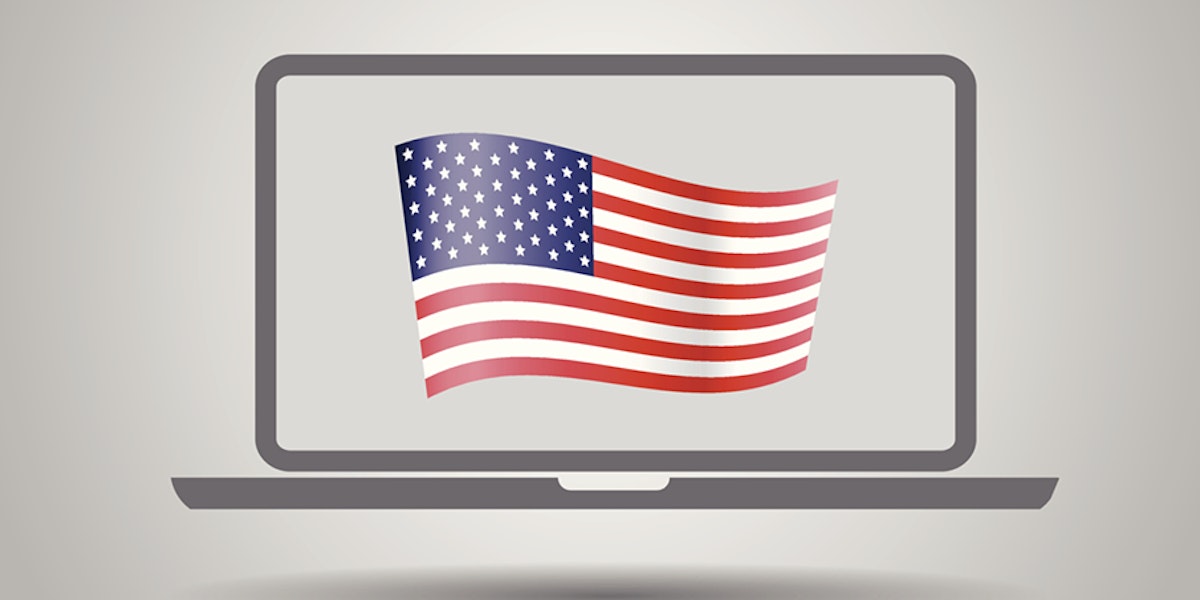 American flag in a laptop graphic