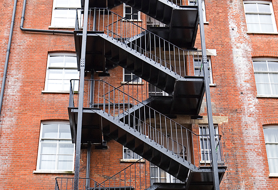 An external staircase of a building