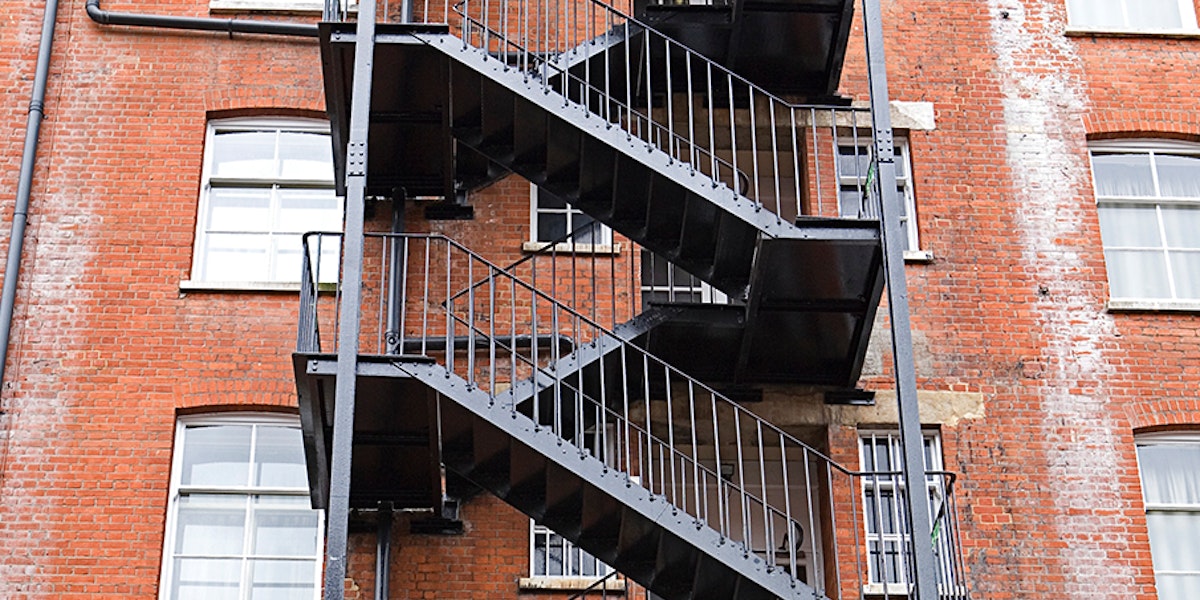 An external staircase of a building