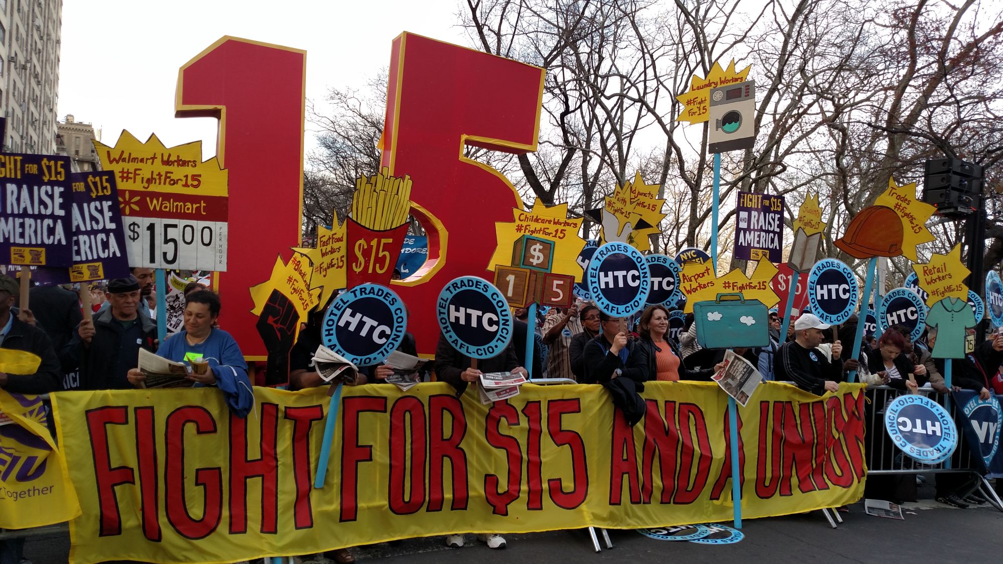 A demonstration fighting for $15 dollar minimum wage