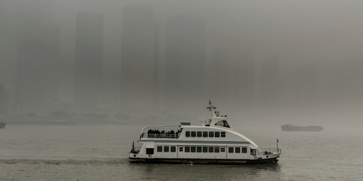 Pollution on the Huang Pu River, Shanghai, China