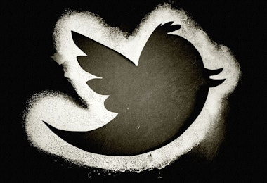 Bold chalk outline of twitter bird logo
