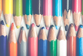 color pencils lined in an array
