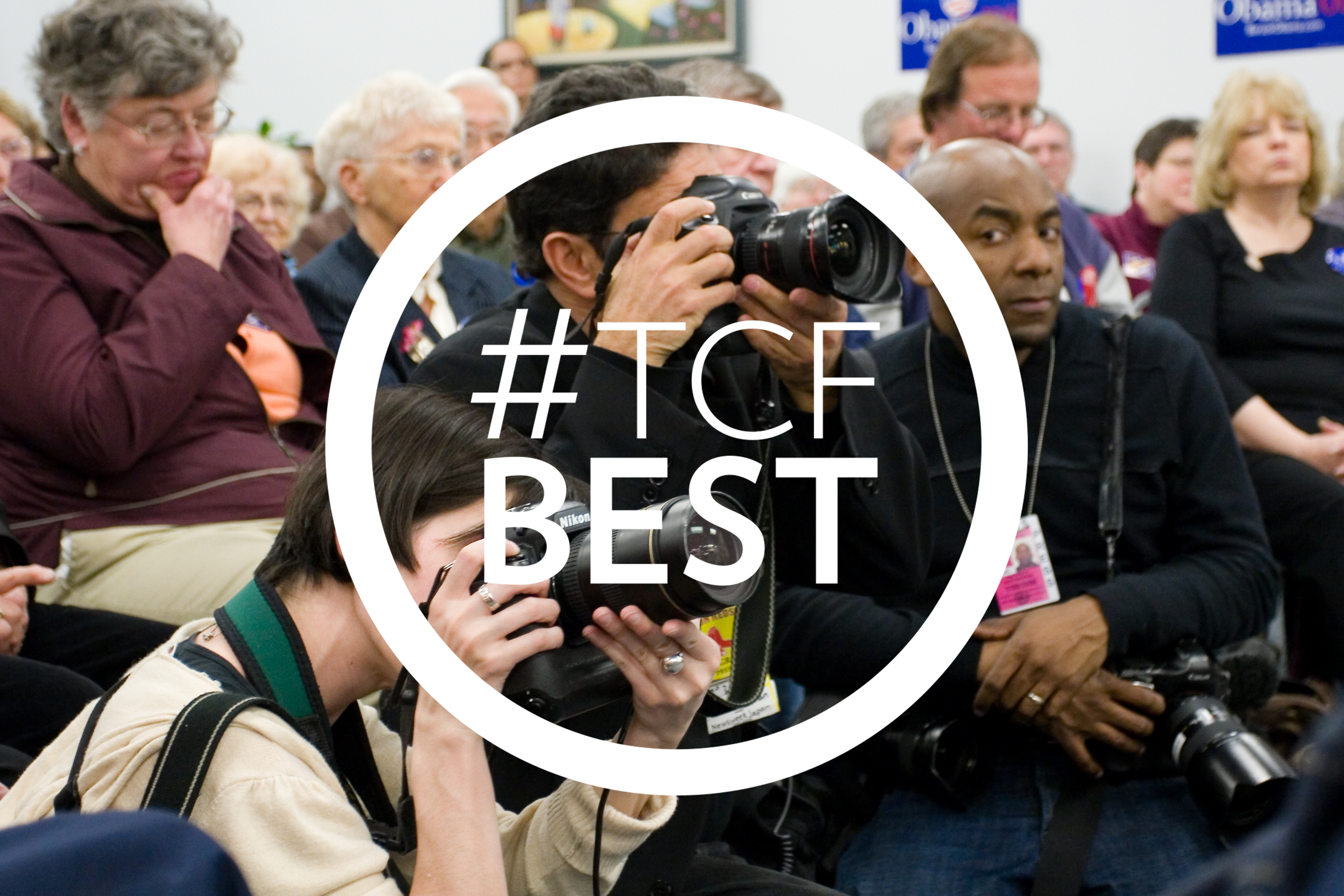 Press photographers at presidential candidate events are unfailingly polite to me even as they scramble around for their shots. Here's a shout-out to them.