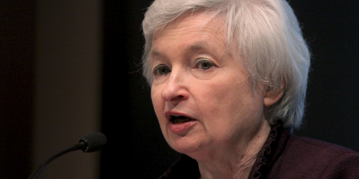 Janet Yellen, president of the Federal Reserve Bank of San Francisco, speaks at the University of San Diego's Joan Kroc Institute for Peace and Justice in San Diego, California, U.S., on Monday, Feb. 22, 2010. Yellen said the U.S. economy will operate below potential this year and next and still needs low interest rates to gain strength. Photographer: Sandy Huffaker/Bloomberg via Getty Images