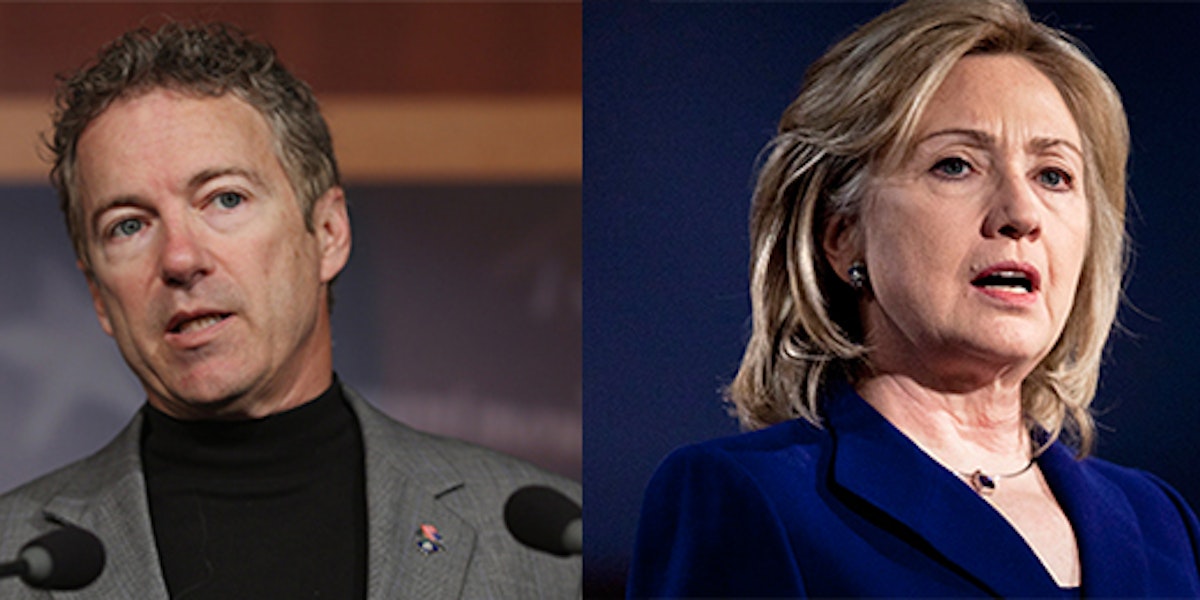 Side by Side image of Rand Paul and Hillary Clinton