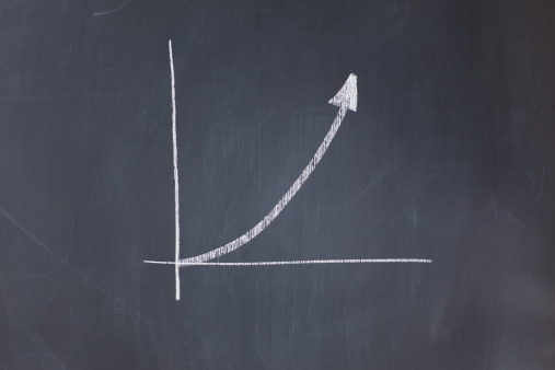 Assending graph drawn on a blackboard