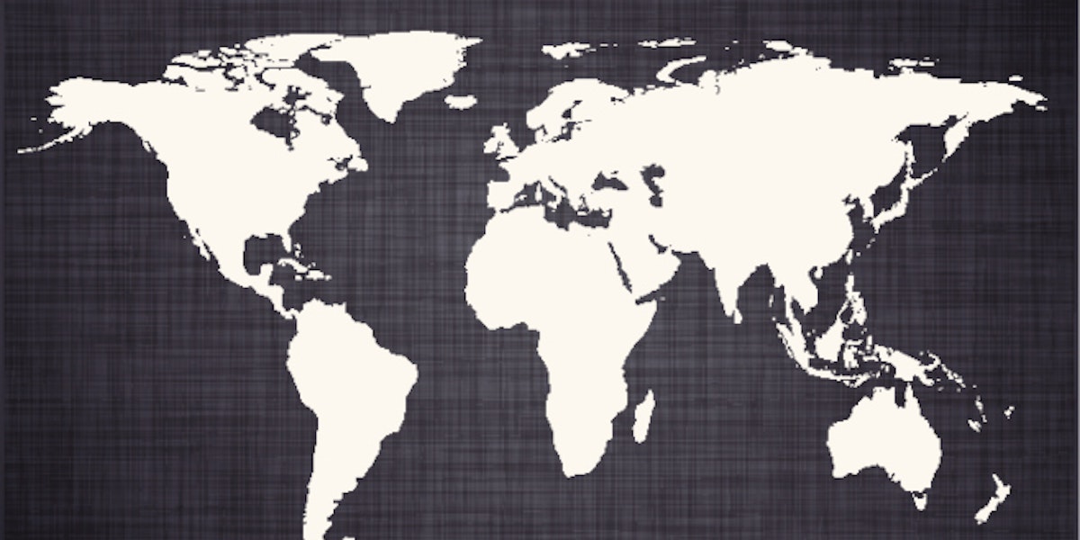 White world map.