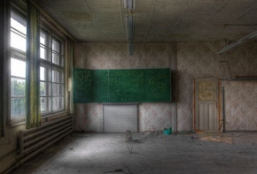 Old classroom in an abandoned school