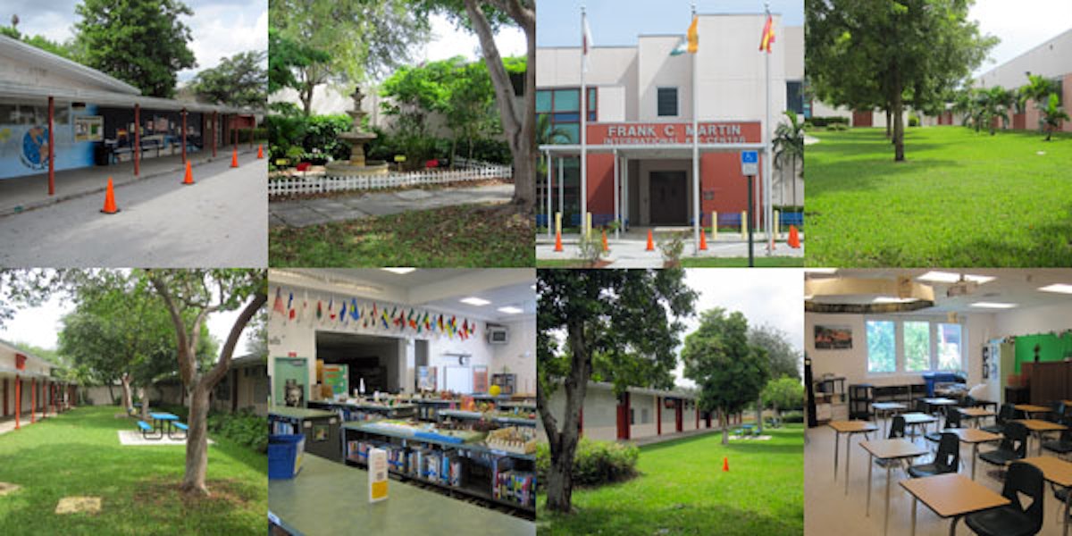 Photgraphs of outside and inside school buildings