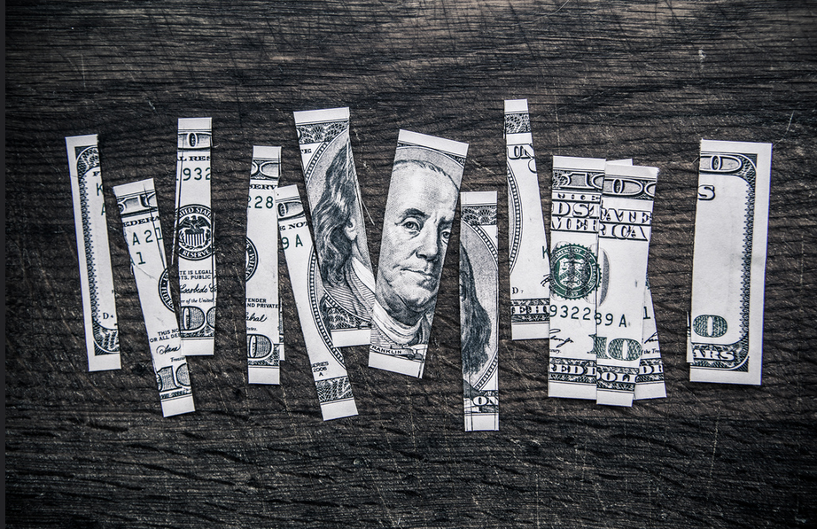 A shredded one hundred dollar bill