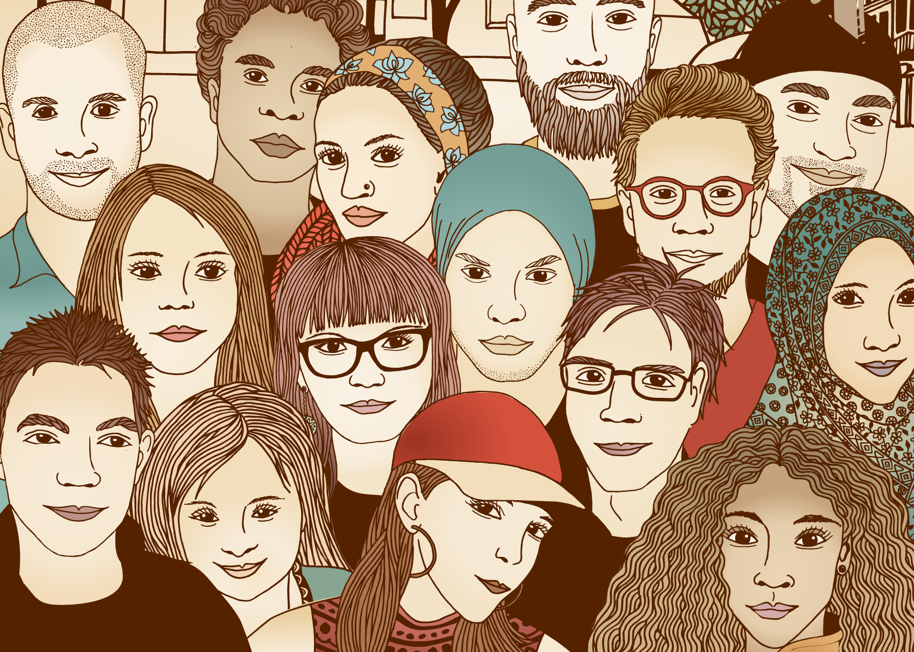 fa large group of people are grouped together