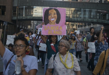 Demonstators in the street