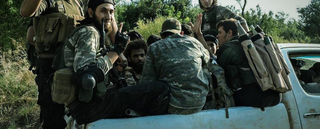 Ahrar al-Sham fighters prepare for battle in Lattakia. Source: Screenshot by Author/@Ahrar_Lens.