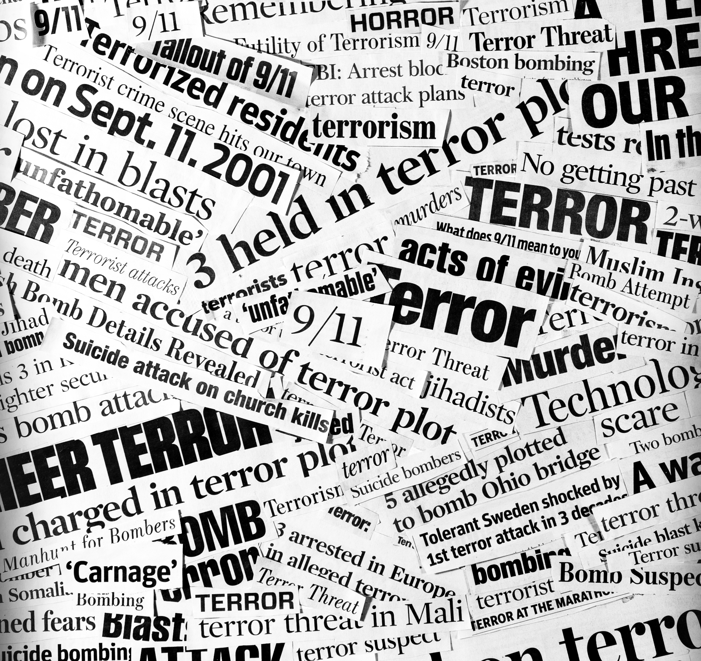 Newsclipping around the word terror