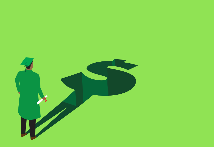 A person standing creating a shadow that resembles a dollar symbol