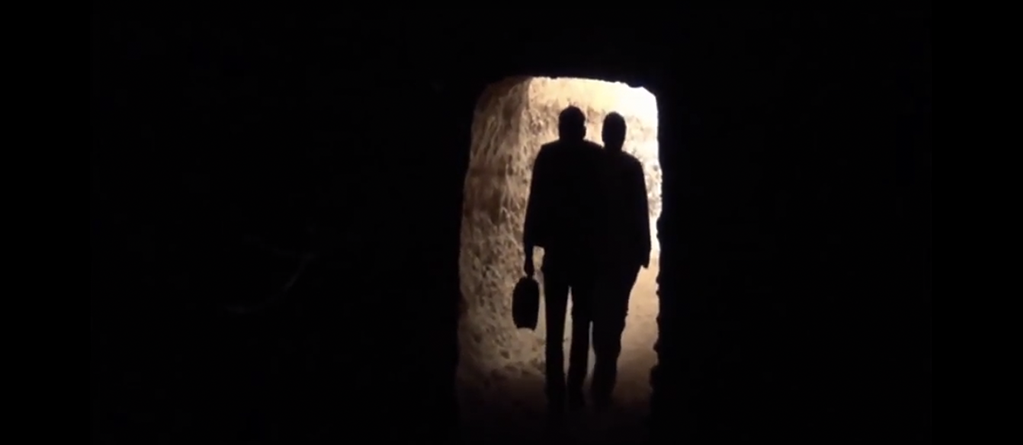 Rebels exit a tunnel in the Eastern Ghouta. Source: Orient TV.