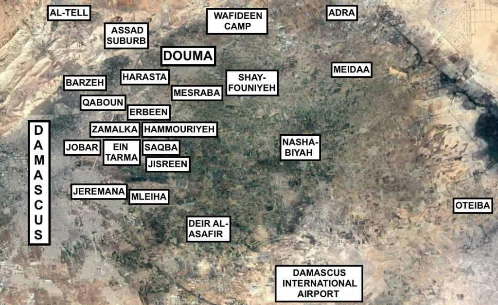 Map of Eastern Ghouta. Source: Made by author.
