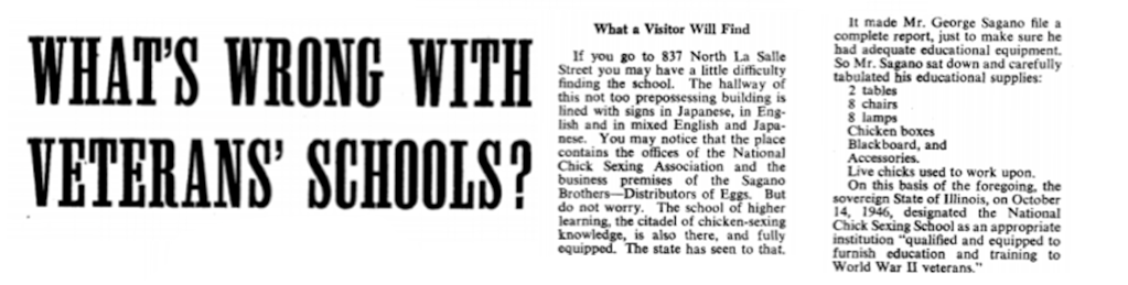 A description of how one state approved schools for the GI Bill, from an article in Collier’s magazine, May 1, 1948.