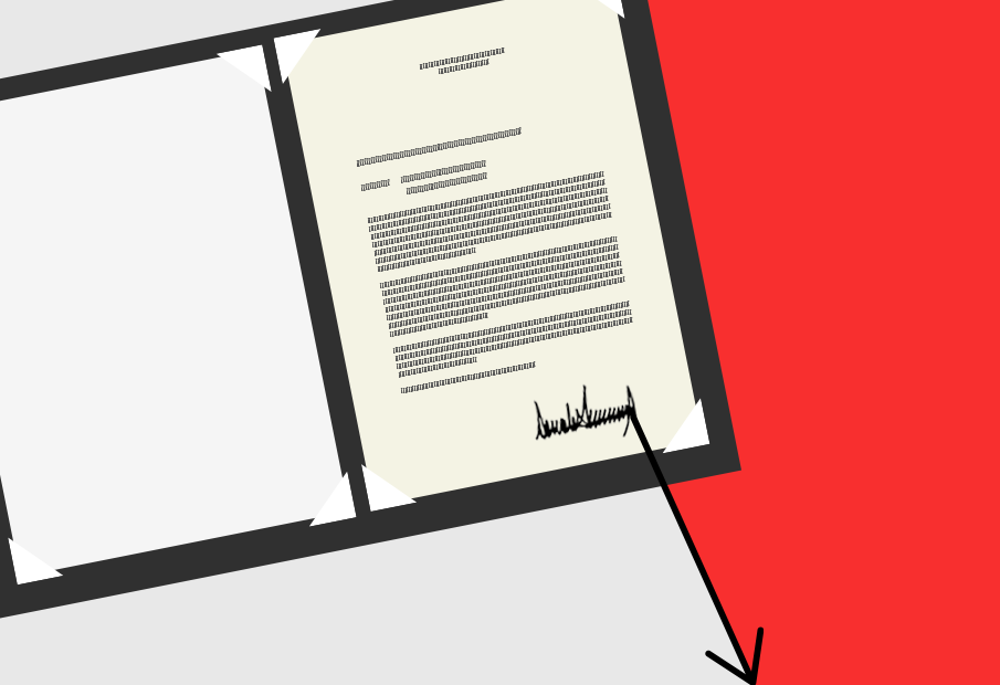 a piece of paper with a line going through it