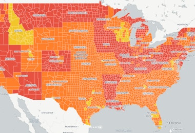 A heat map of the United States