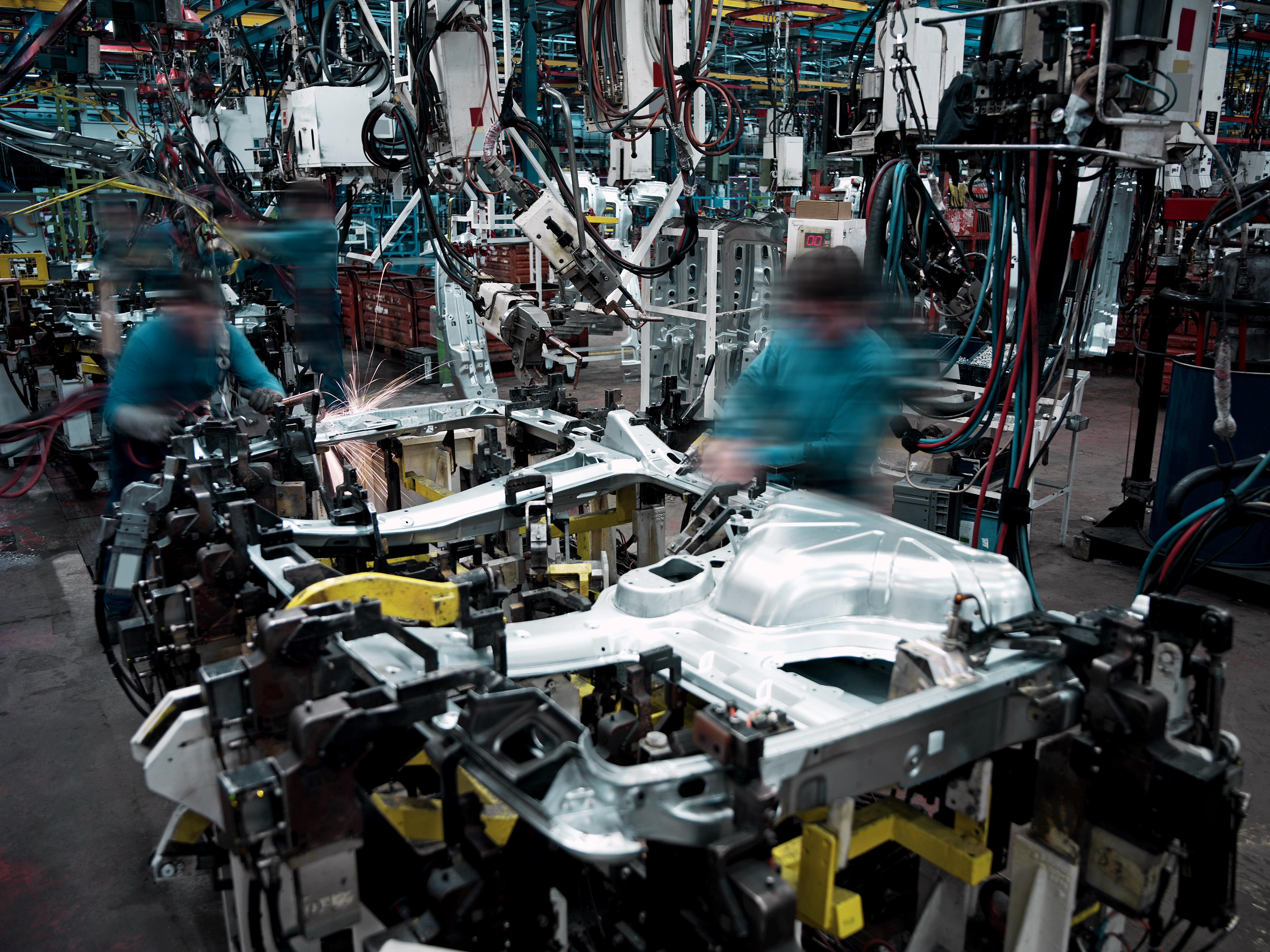 Production line in a car factory.