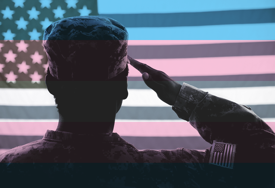 A soldier saluting an american flag