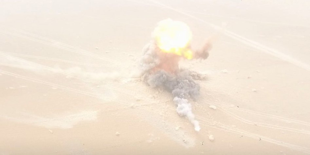 Aerial view of an explosion