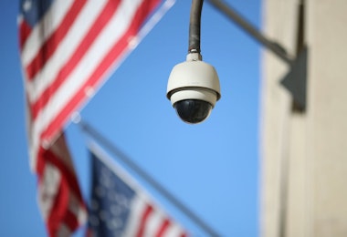 WASHINGTON, DC - FEBRUARY 02: A camera is seen mounted to the FBI headquarters, on February 2, 2018 in Washington, DC. President Donald Trump contemplating the possible release of a highly controversial Republican memo alleging the FBI abused its surveillance tools.  (Photo by Mark Wilson/Getty Images)