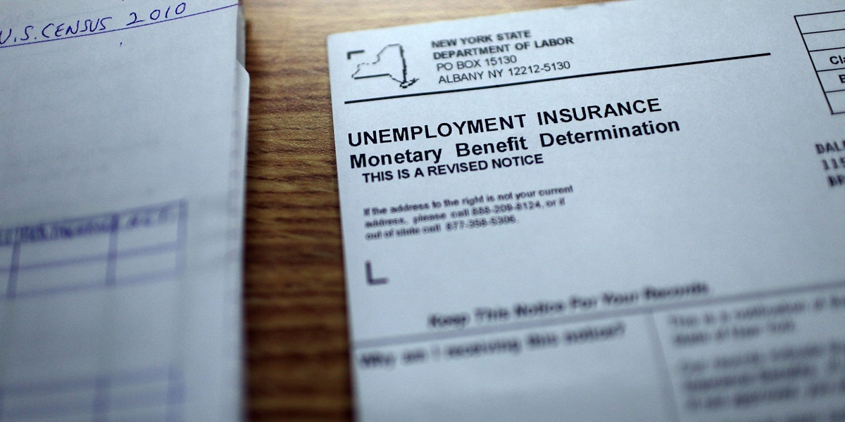 NEW YORK - OCTOBER 08:  Dale Chandler's unemployment insurance notice sits on a table on October 8, 2010 in the Brooklyn borough of New York City. The U.S. government reported today that the U.S. economy continued to shed jobs for the month of September. The unemployment rate remained unchanged at 9.6 percent in August.  (Photo by Spencer Platt/Getty Images)