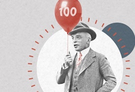 Edward A. Filene holding a 100