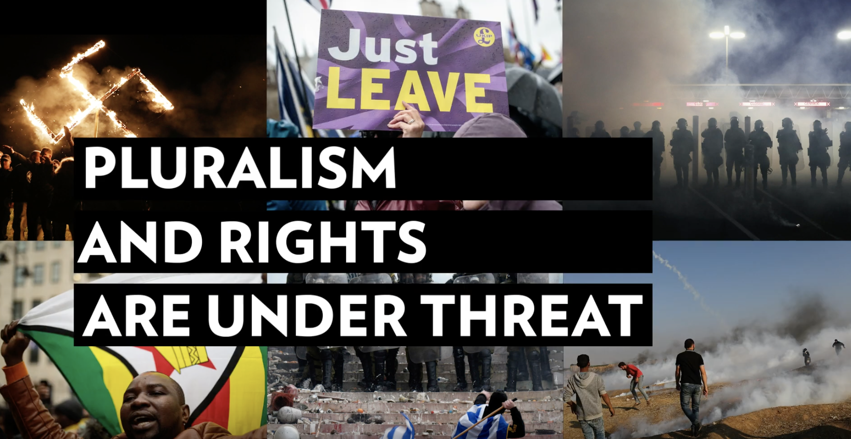 a collage of photos with words that read plurralism and rights are
