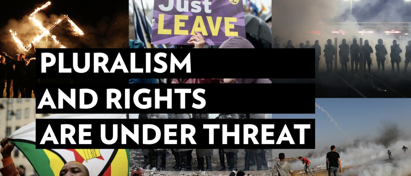 a collage of photos with words that read plurralism and rights are