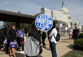 WASHINGTON, DC - MAY 23: People wait for the start of a news conference regarding women’s health care, on Capitol Hill May 23, 2019 in Washington, DC. The news conference was held to discuss the reintroduction of the