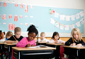 First graders in a classroom
