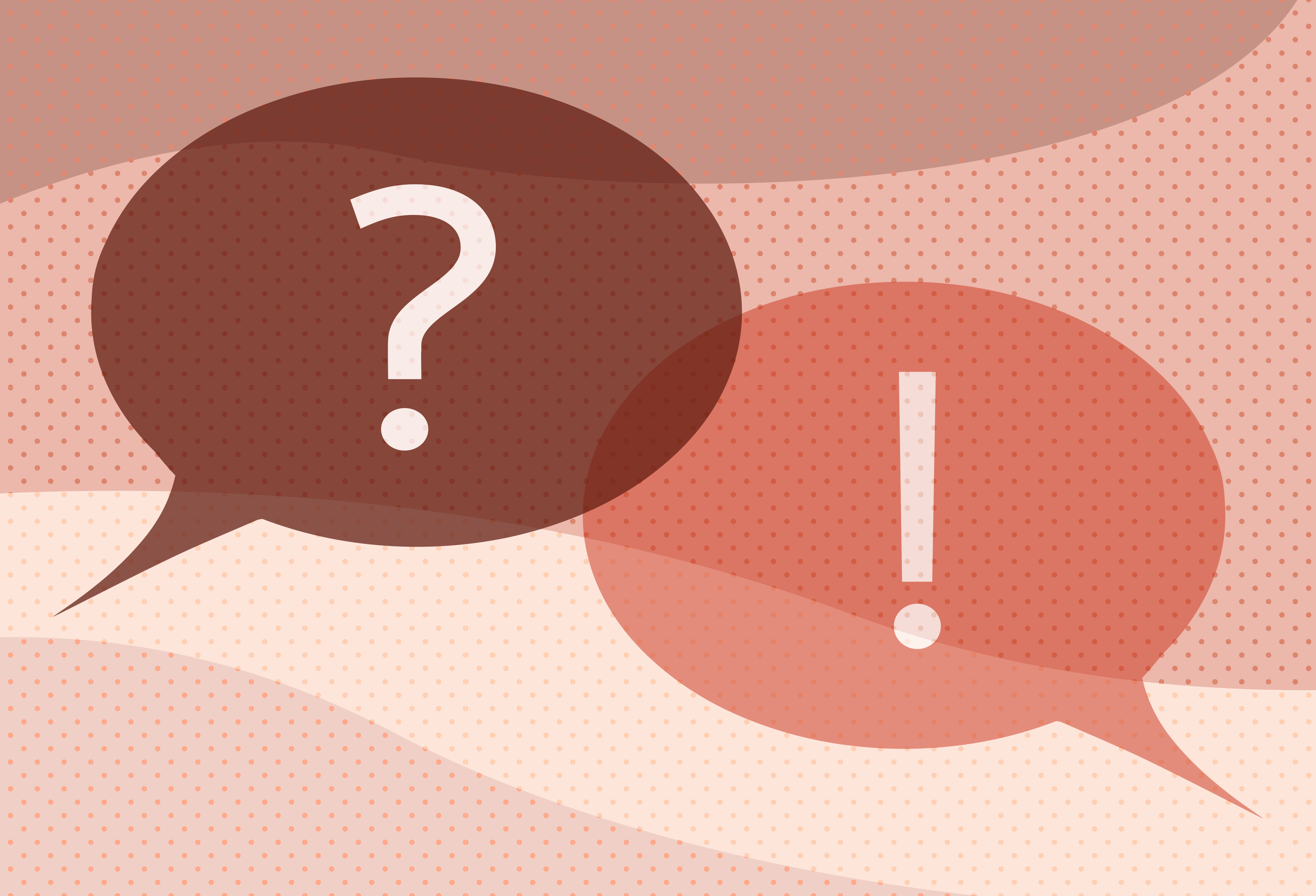 a couple of speech bubbles with a question mark