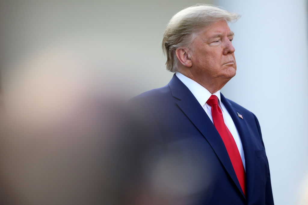 WASHINGTON, DC - MARCH 30: U.S. President Donald Trump speaks during the daily coronavirus briefing at the Rose Garden of the White House on March 30, 2020 in Washington, DC. The United States has updated its guidelines to U.S. citizens to maintain current social distancing practices through the end of April after the number of reported coronavirus (COVID-19) deaths doubled to over 2,000 nationwide within two days. (Photo by Win McNamee/Getty Images)