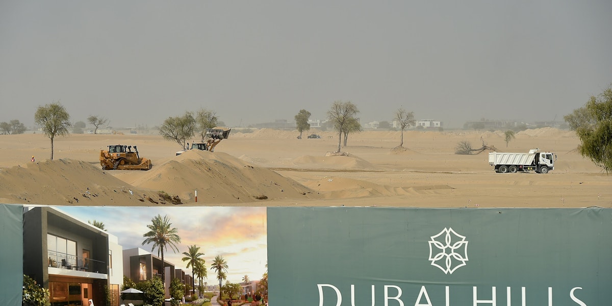 DUBAI, UNITED ARAB EMIRATES - SEPTEMBER 14:  A general view of the construction site of Dubai Hills Estate on September 14, 2016 in Dubai, United Arab Emirates.  (Photo by Tom Dulat/Getty Images)
