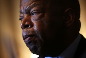 WASHINGTON, DC - JULY 23: U.S. Rep. John Lewis (D-GA) listens during a news conference on LGBT discrimination July 23, 2015 on Capitol Hill in Washington, DC. The news conference was to introduce the Equality Act of 2015. (Photo by Alex Wong/Getty Images)