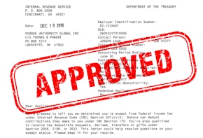 A IRS document that has an approval stamp