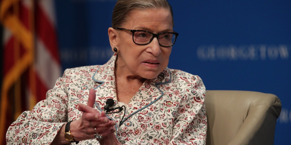 WASHINGTON, DC - JULY 02:  U.S. Supreme Court Associate Justice Ruth Bader Ginsburg participates in a discussion at Georgetown University Law Center July 2, 2019 in Washington, DC. The Georgetown University Law Center’s Supreme Court Institute held a discussion on 