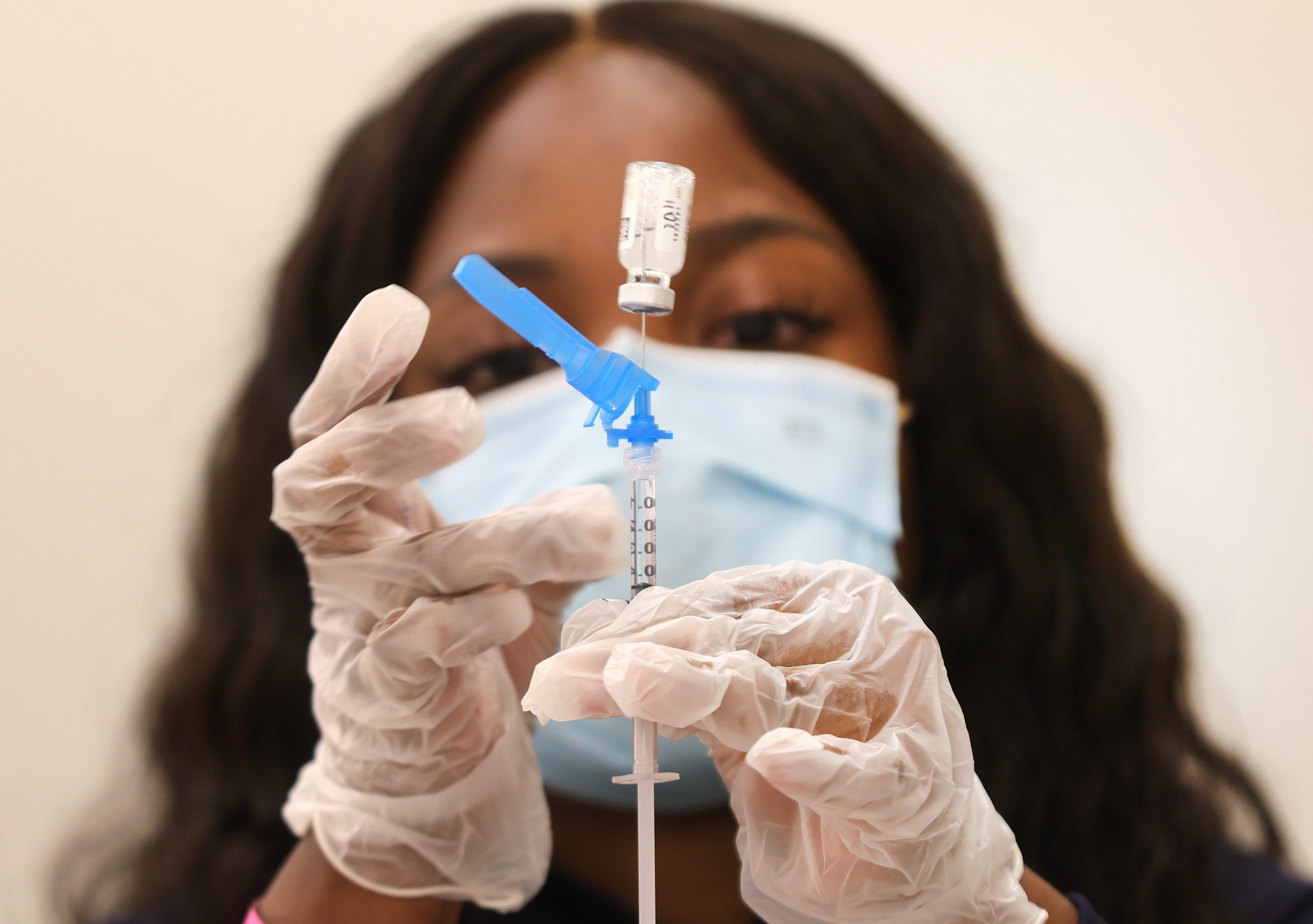 LOS ANGELES, CALIFORNIA - MARCH 11: A dose of the new one-shot Johnson & Johnson COVID-19 vaccine is prepared at a vaccination event at Baldwin Hills Crenshaw Plaza in South Los Angeles on March 11, 2021 in Los Angeles, California. The event was hosted by California health officials and FEMA. The Johnson & Johnson vaccine is now the third coronavirus vaccine to receive emergency approval for use in the United States. (Photo by Mario Tama/Getty Images)