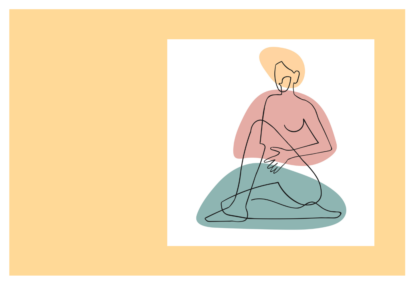 a drawing of a woman sitting on the ground