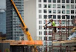 NEW YORK, NY - AUGUST 16: A construction laborer works on the site of a new residential building in the Hudson Yards development, August 16, 2016 in New York City. Home construction in the U.S. accelerated in July to the fastest pace in five months. While housing starts were up 2.1 percent nationally, new construction was up 15.5 percent in the Northeast, led by a surge in new apartment and condo construction. (Photo by Drew Angerer/Getty Images)