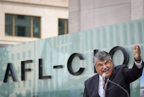 WASHINGTON, DC - JULY 15: AFL-CIO President Richard Trumka speaks during a news conference outside the AFL-CIO headquarters on July 15, 2021 in Washington, DC. The organized labor advocates called for the Senate to repeal the filibuster to allow passage of several bills they support, including the For The People Act and The John Lewis Voting Rights Act.  Trumka, the President of the AFL-CIO since 2009, died at the age of 72 on August 5, 2021. (Photo by Drew Angerer/Getty Images)
