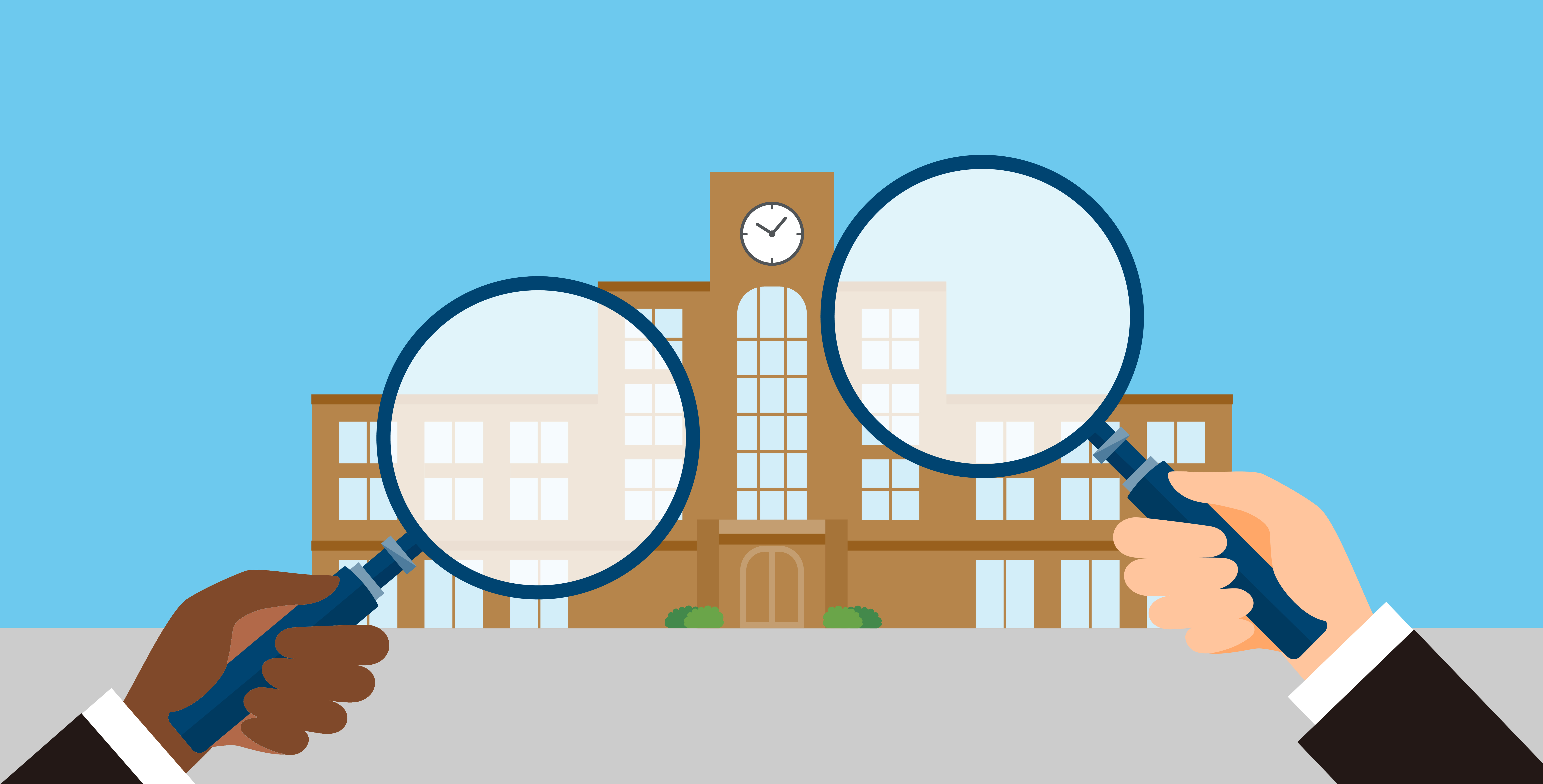 Two magnifiers zoning on an institituition