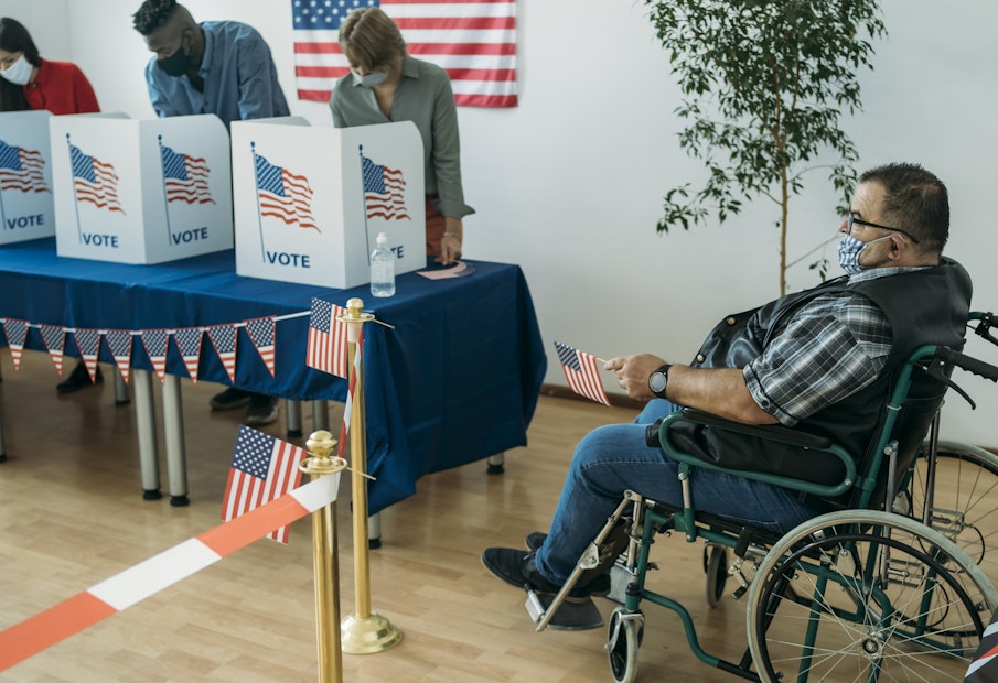 A handicap person voting
