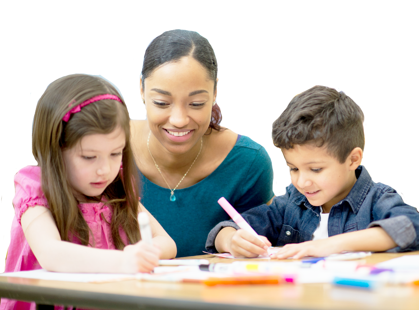 A teacher with Prek students